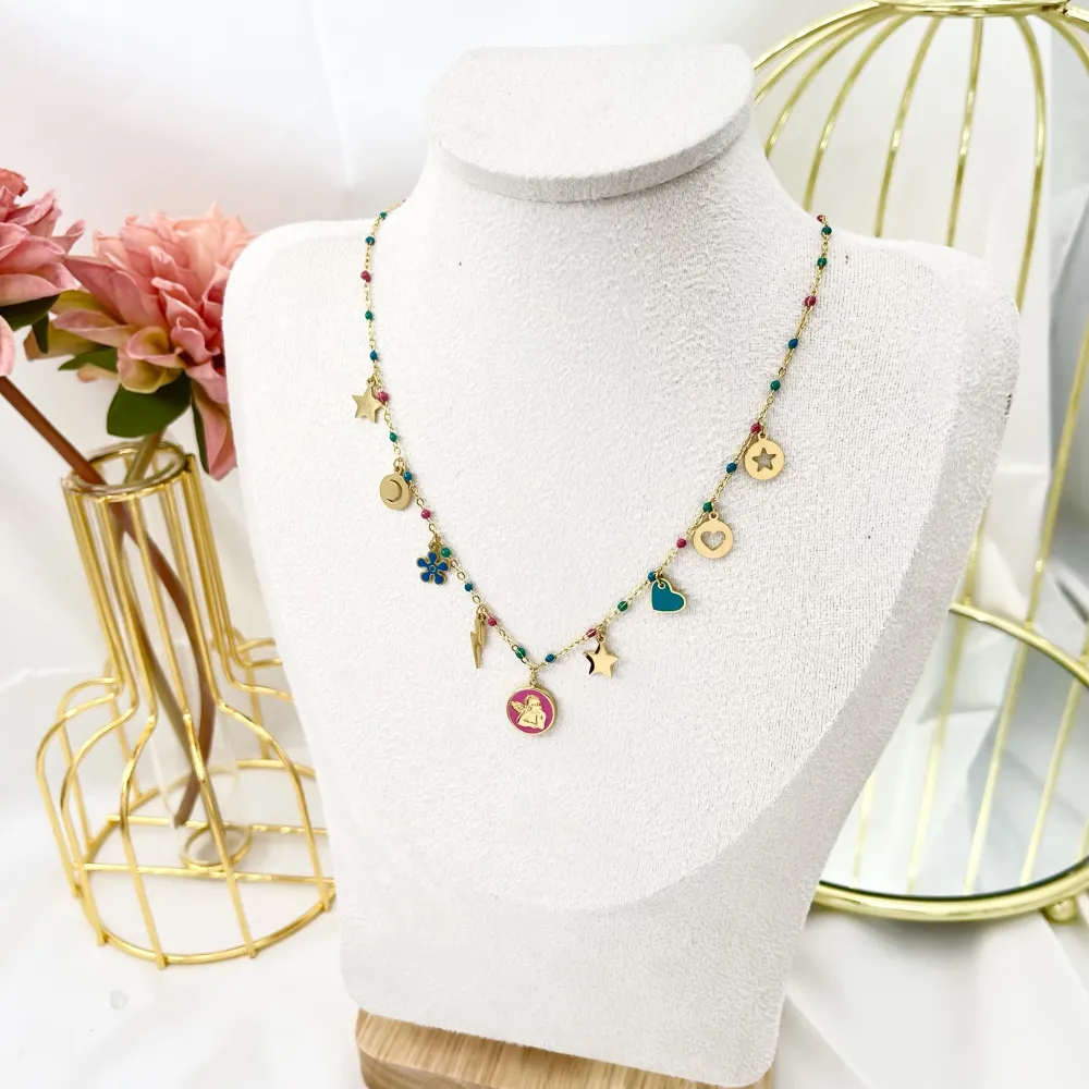 Angelo Smaltato con Stella Fulmine-Collana Corta in Acciaio - CAC-103-AA3187N