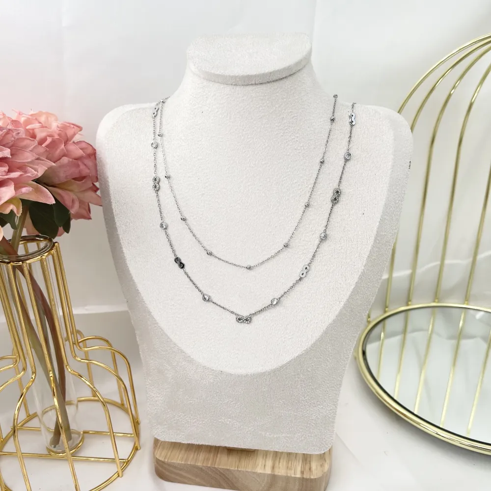 Doppio con infinito-Collana Corta in Acciaio - CAC-103-AA3458N