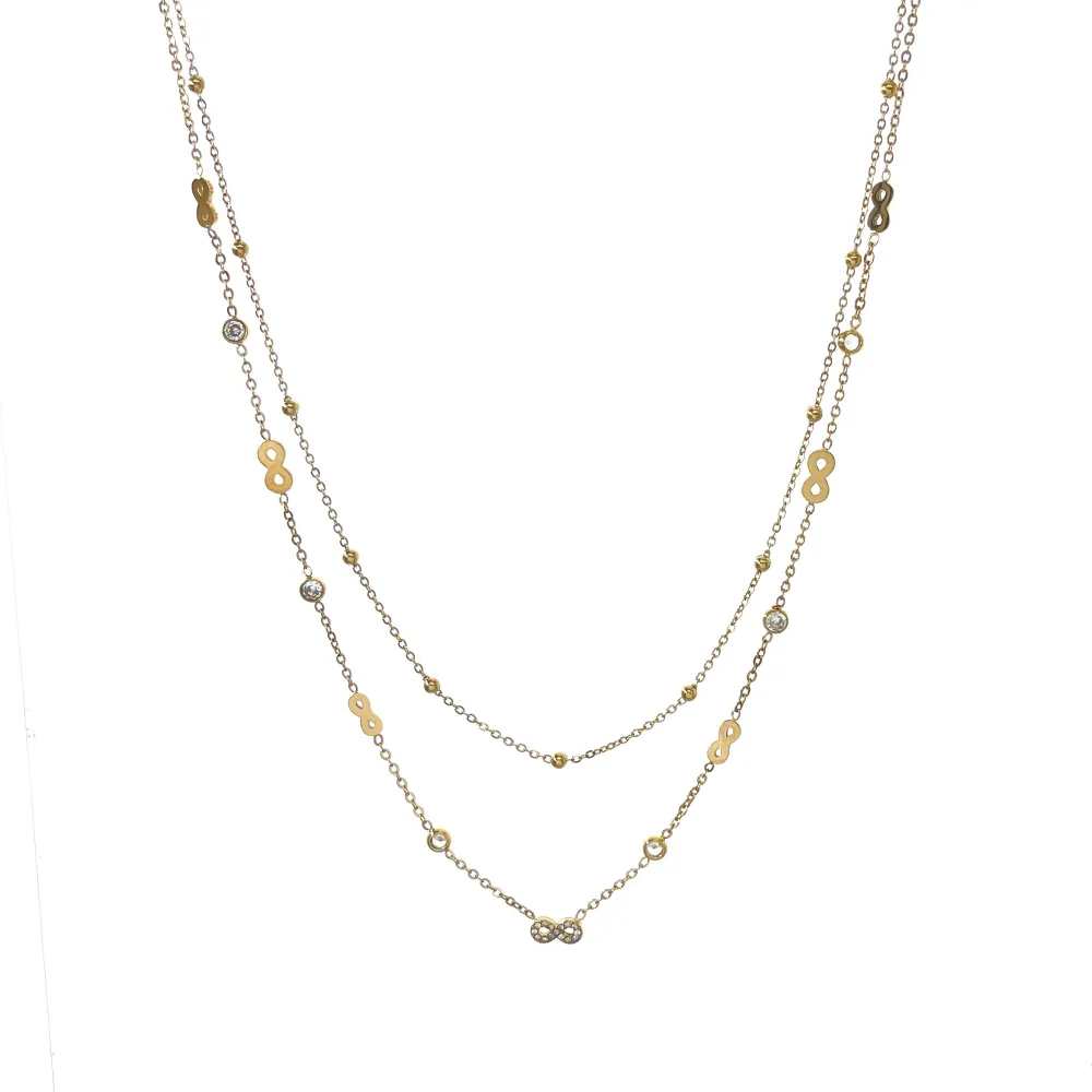 Doppio con infinito-Collana Corta in Acciaio - CAC-103-AA3458N