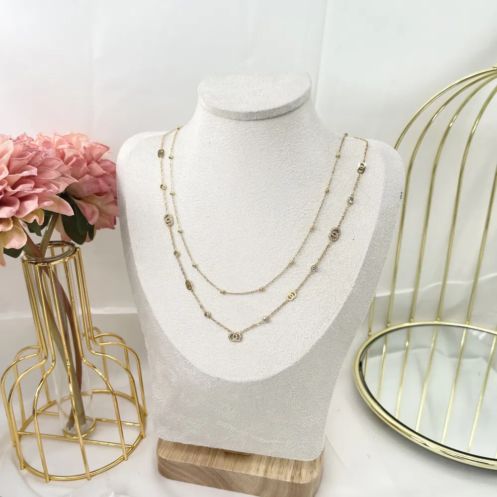 Doppio Cerchio con P.Luce-Collana Corta in Acciaio - CAC-103-AA3466N