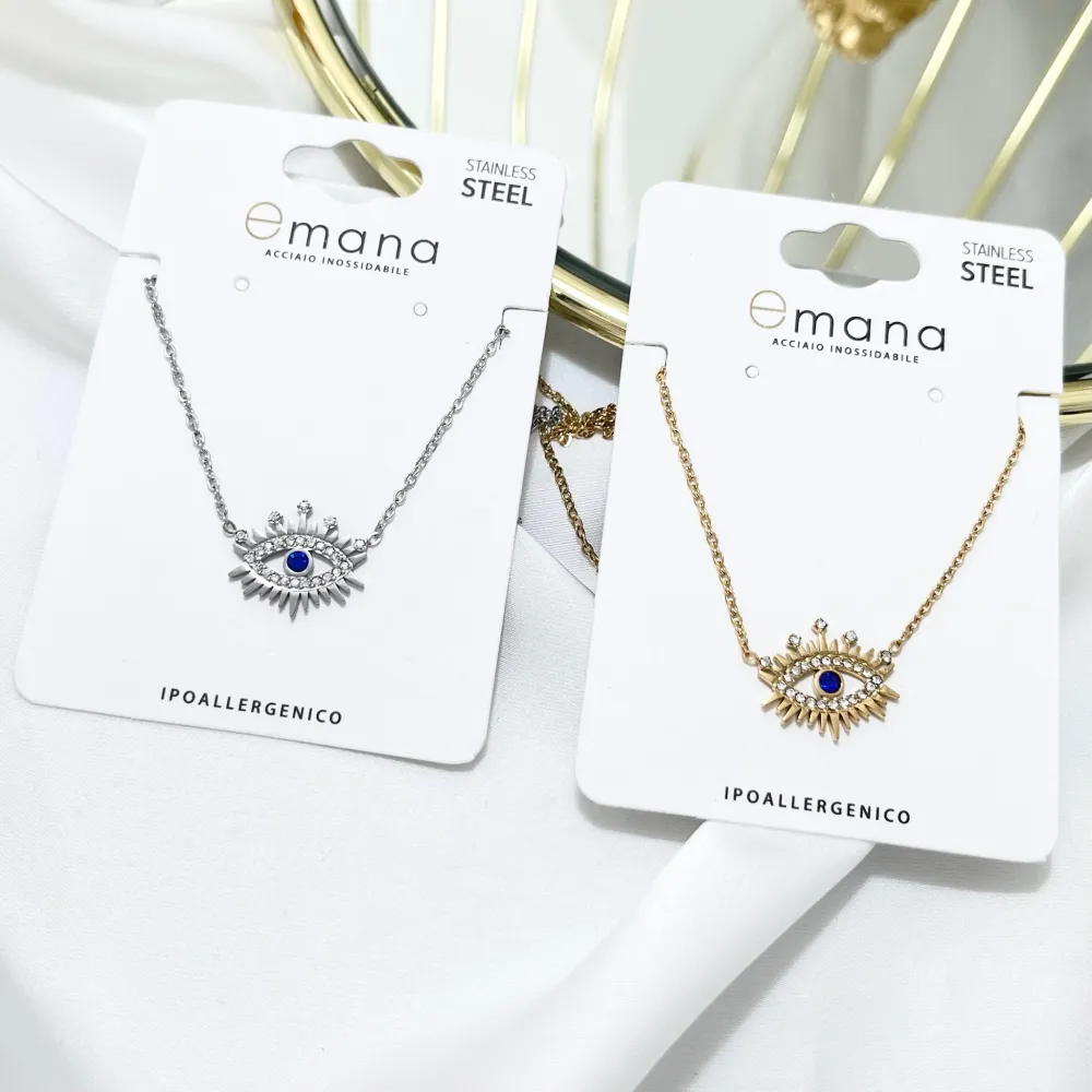 Occhi-Collana Corta in Acciaio - CAC-103-AA3980N