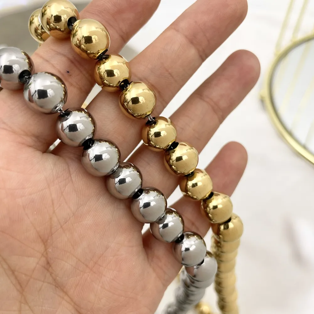 Pallina Vuota 10mm-Collana Corta in Acciaio - CAC-103-AA3993N  10mm