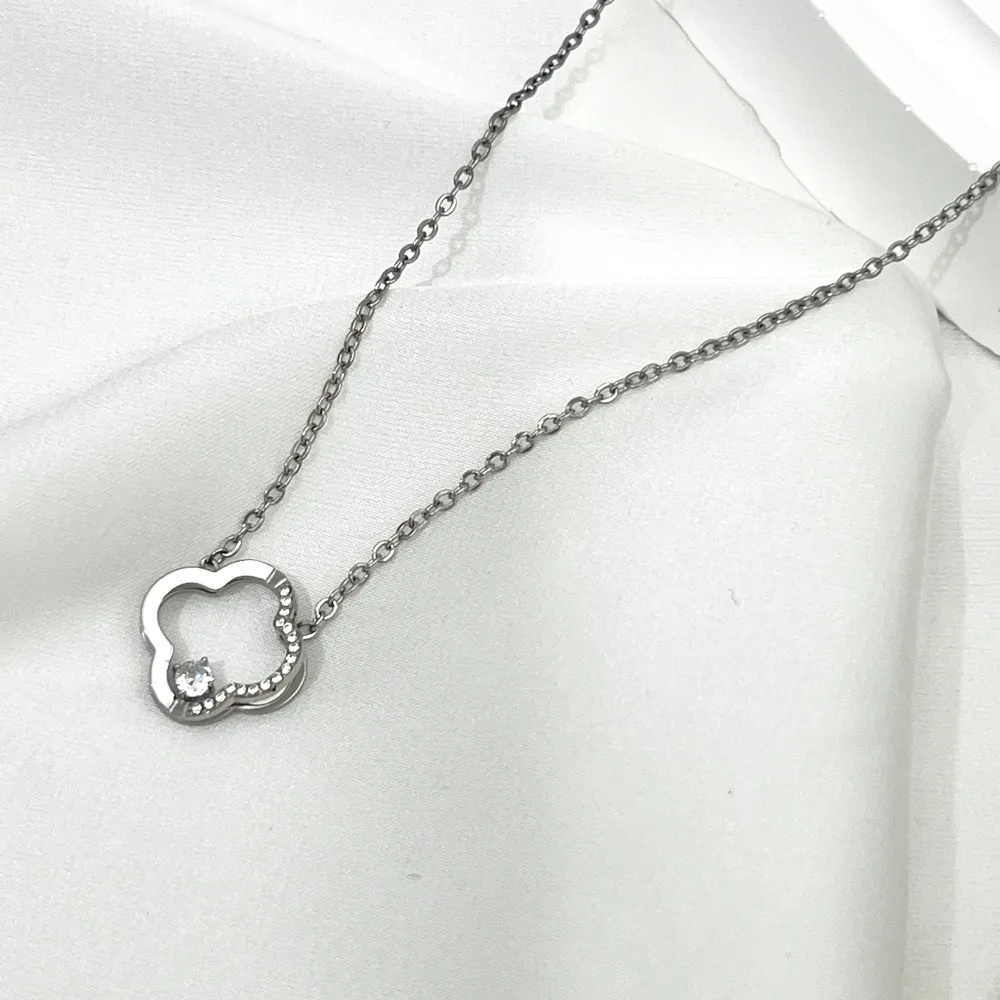 Quadrifoglio -Collana Girocollo in Acciaio - CAC-103-AA4199N