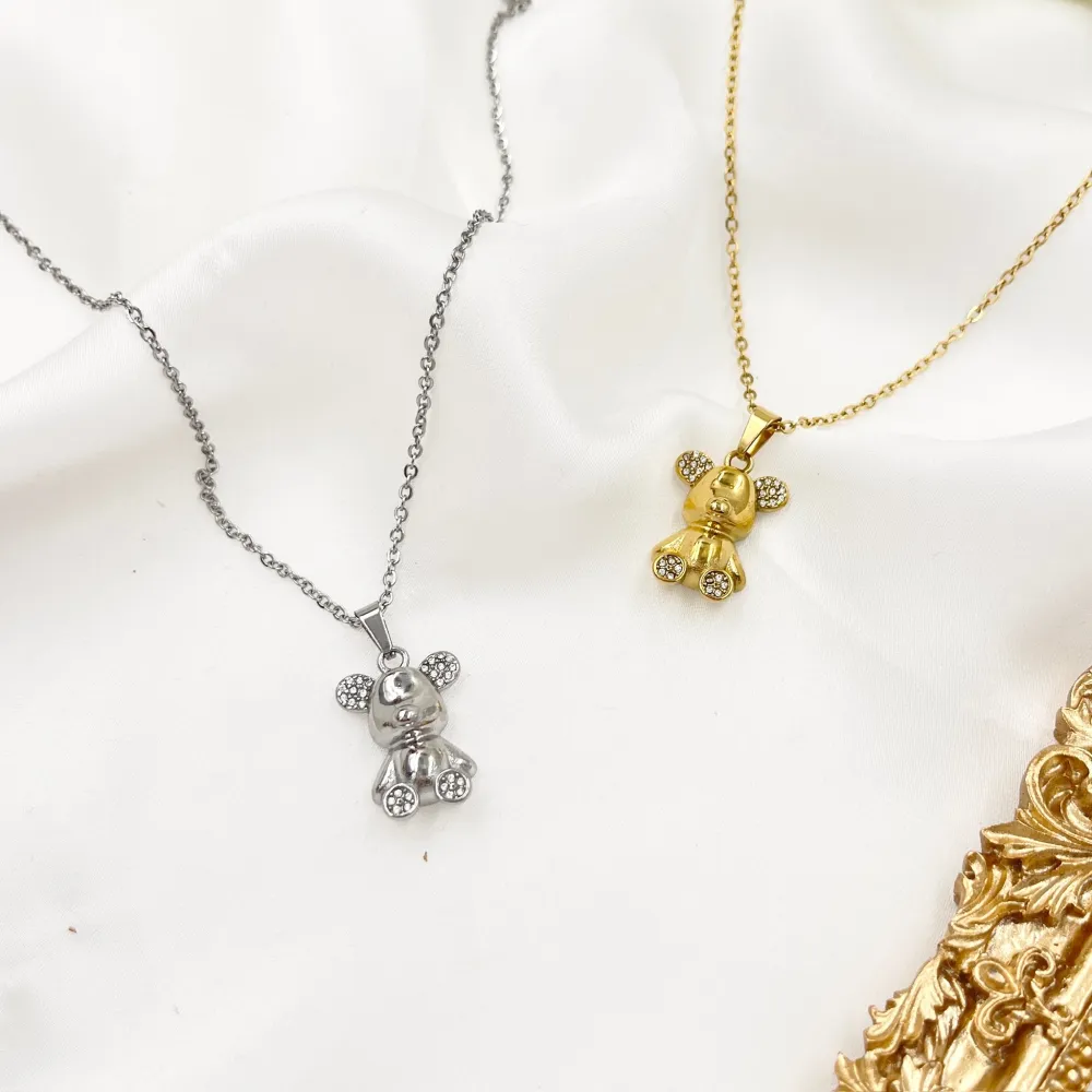 Orsetto -Collana Girocollo in Acciaio - CAC-103-AA4443N