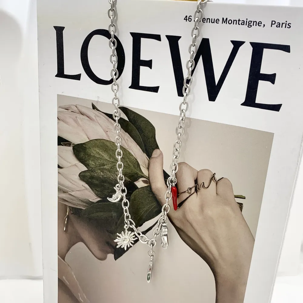 Luna Sole Orsetto Cornino-Collana Corta in Acciaio - CAC-103-AA4524N