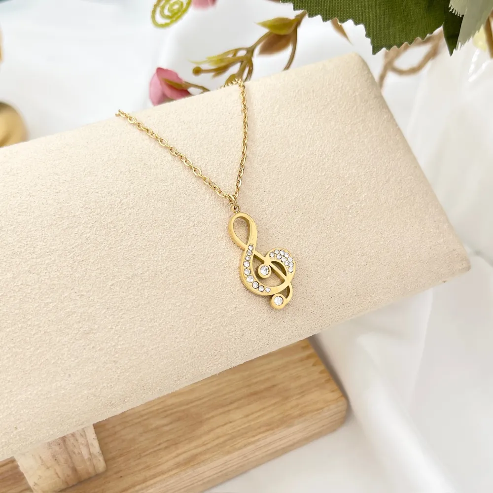 Nota Musicale-Collana Corta in Acciaio - CAC-103-AA4534N