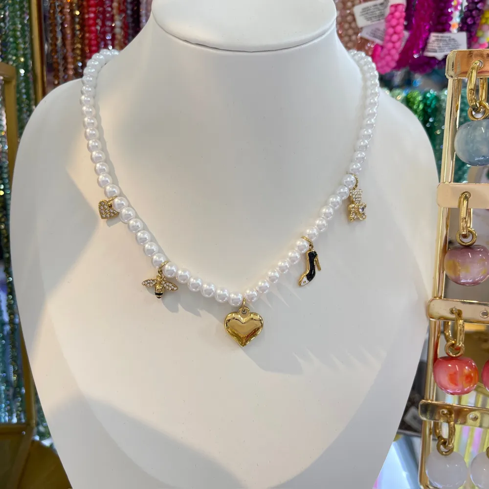 Perla e Ape-Collana Corta in Acciaio - CAC-103-AA5307N