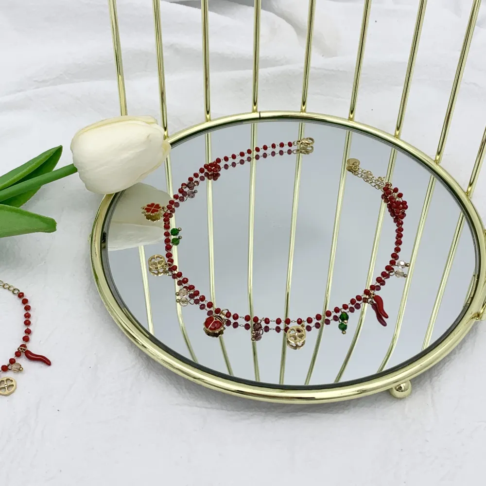 Fortuna Coccinella-Collana Corta in Acciaio e Cristalli - CAC-103-AA618NS