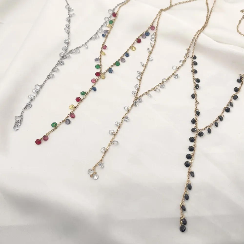 Zirconia Pendente Y-Collana Corta in Acciaio - CAC-103-AA82N