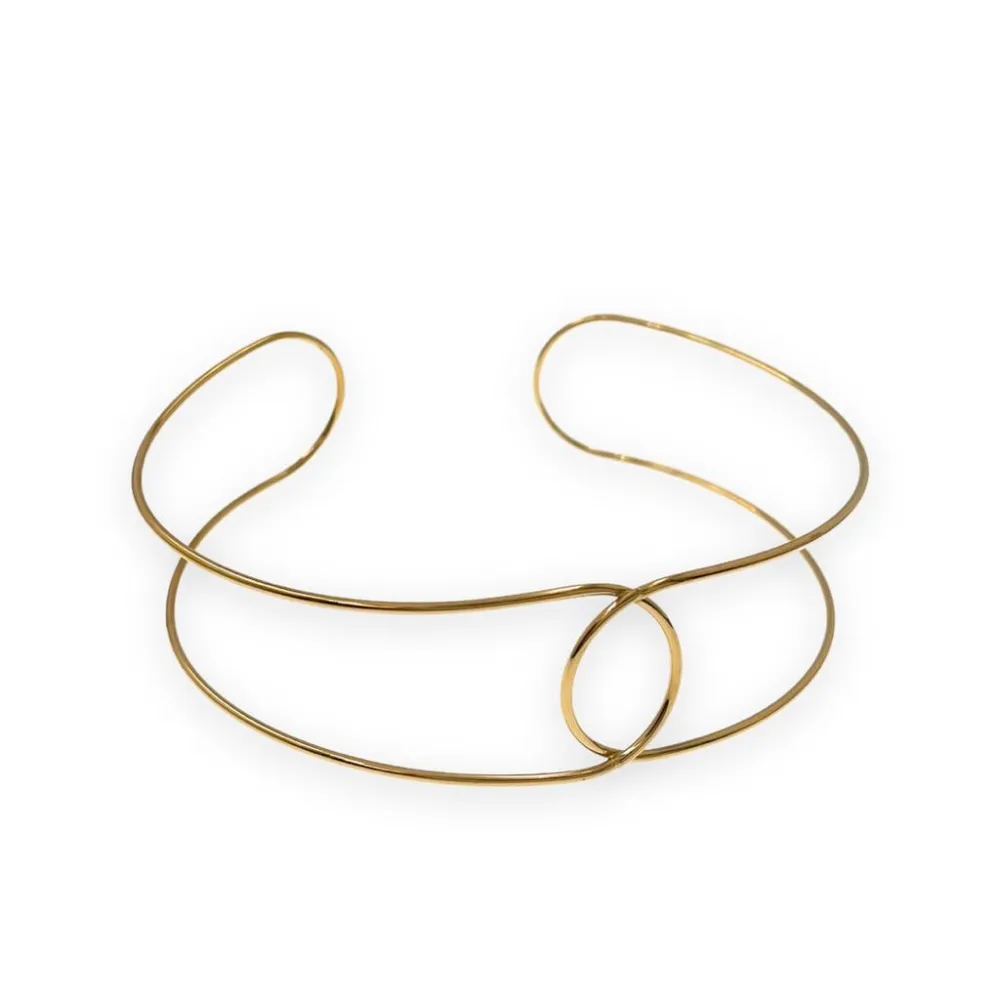 Doppio Cerchio Alto-Collana Chocker Acciaio - CAC-103-AA933Ns