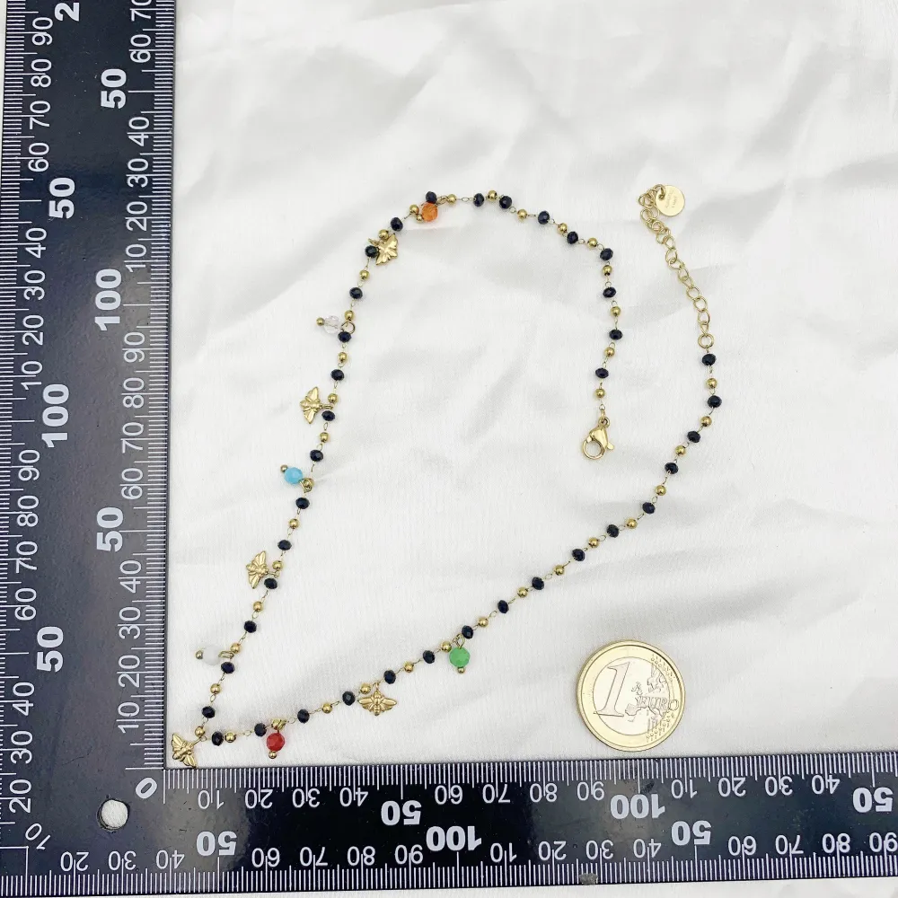 Ape con Cristalli-Collana Corta in Acciaio - CAC103-AA984N