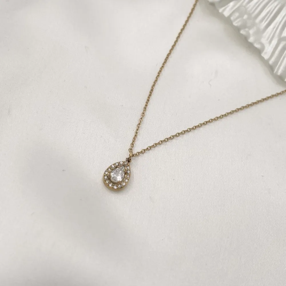 Goccia con Strass-Collana Corta in Acciaio - CAC-103-AA993N