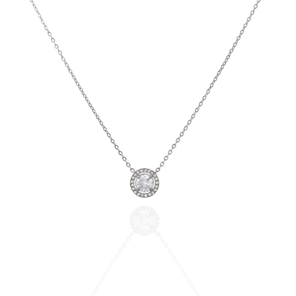 Punto Luce con Strass-Collana Corta in Acciaio - CAC-103-AA997N