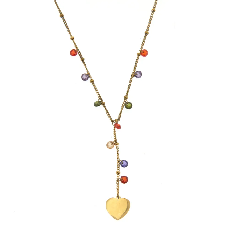 Cuore e Zirconi 3097 - Collana Corta in Acciaio - CAC104-56A