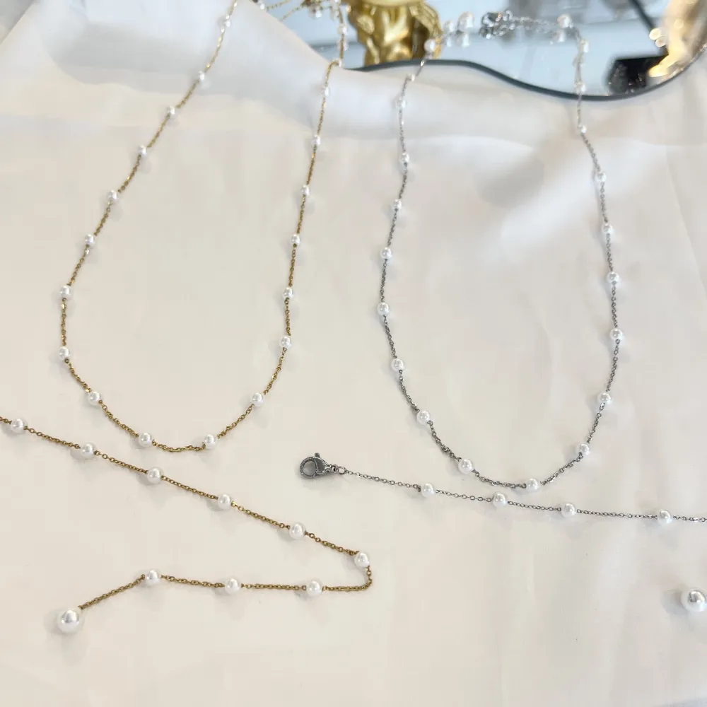 Perla-Collana Corta in Acciaio - CAC-243-55