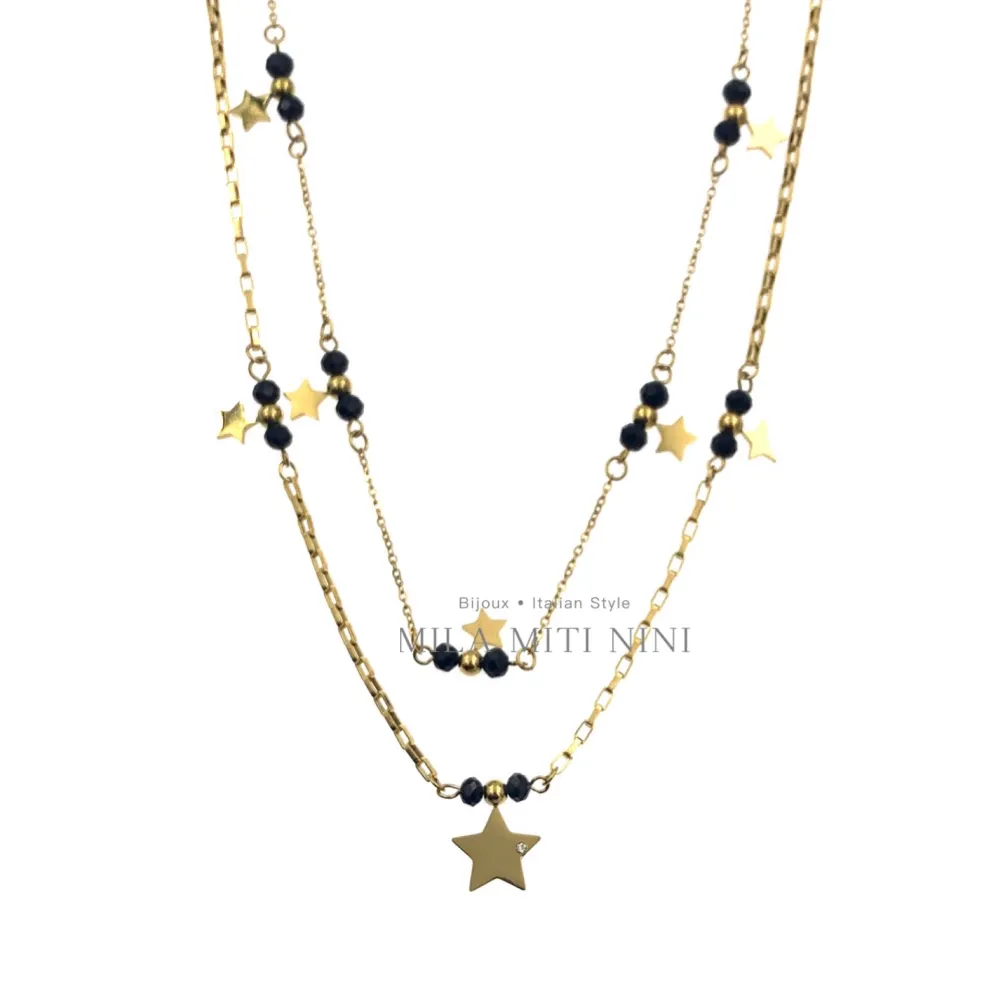 Doppio con Stella-Collana Corta in Acciaio - CAC413-1285