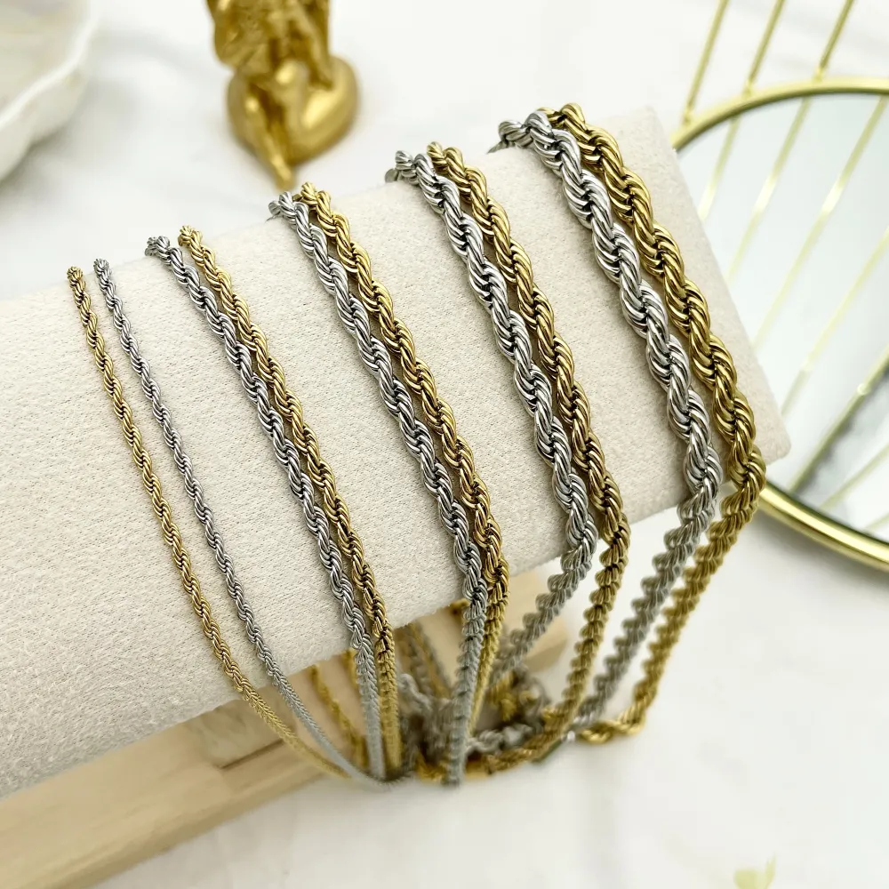 Torchon 4mm-Collana Corta in Acciaio - CAC-413-1584 4mm