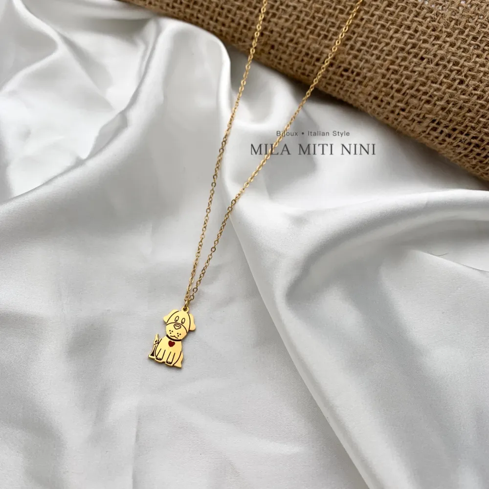 Cane Smaltato-Collana Corta in Acciaio - CAC-413-1601