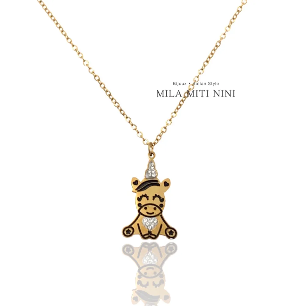 Unicrono Smaltato con Strass-Collana Corta in Acciaio - CAC-413-1618