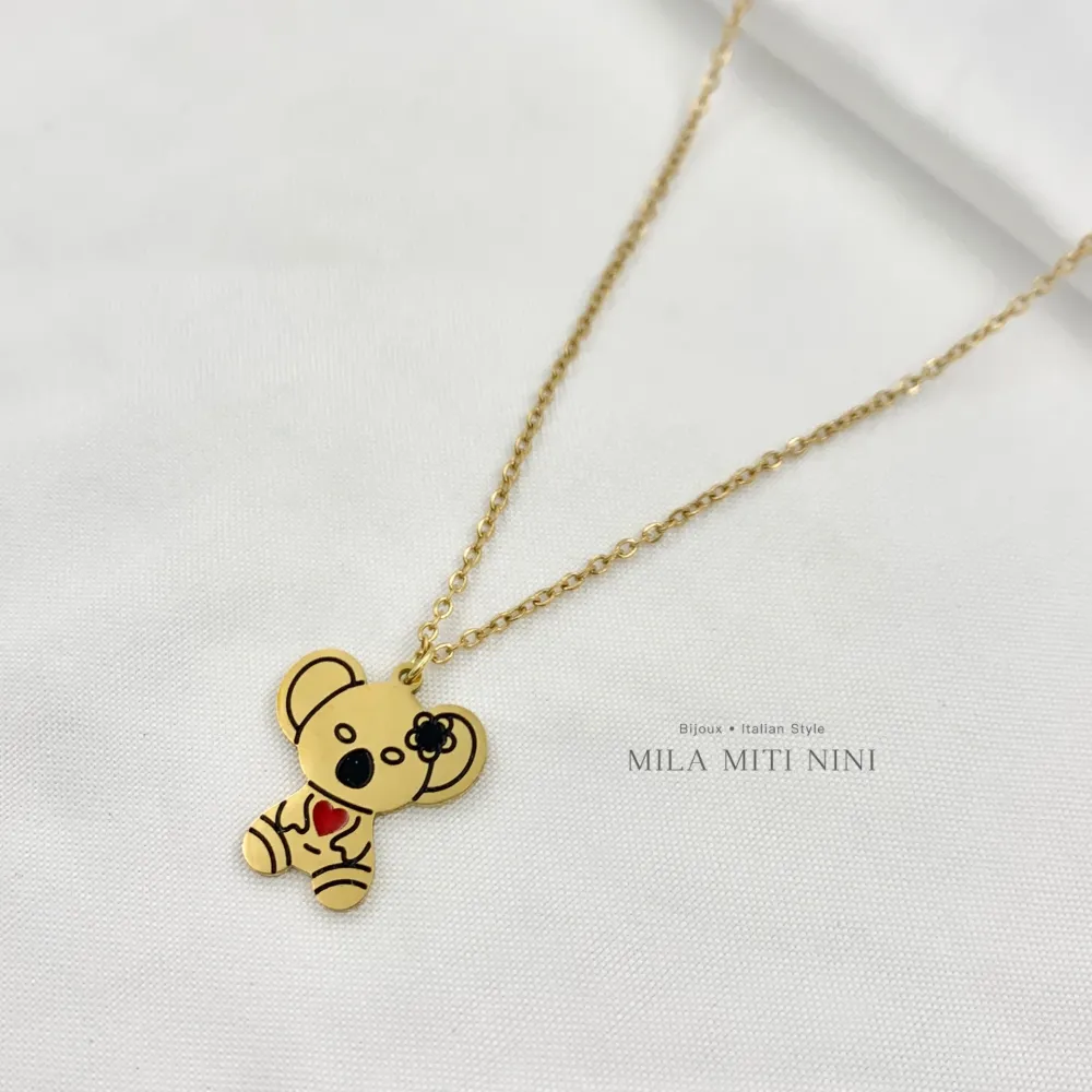 Koala Smaltata-Collana Corta in Acciaio - CAC-413-1720