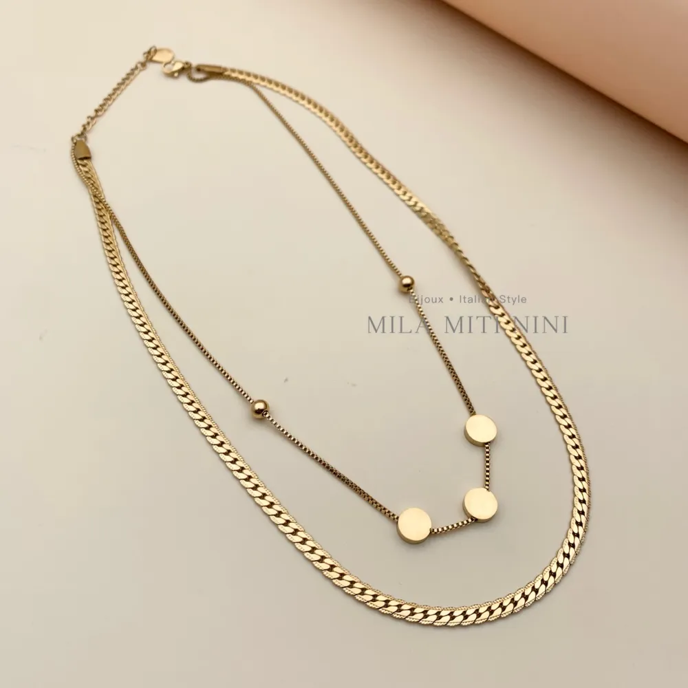 Doppio con Tondo-Collana Corta in Acciaio - CAC413-1838