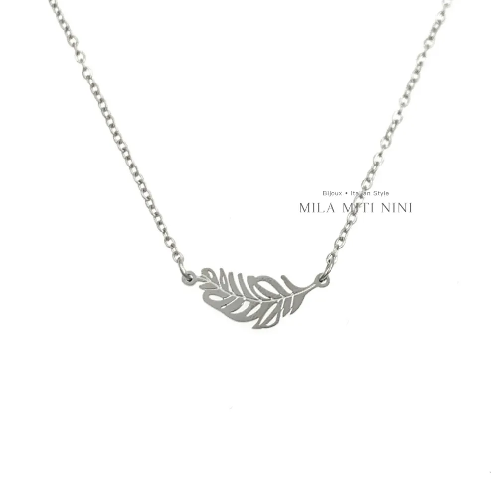 Piuma-Collana Corta in Acciaio - CAC-413-1880