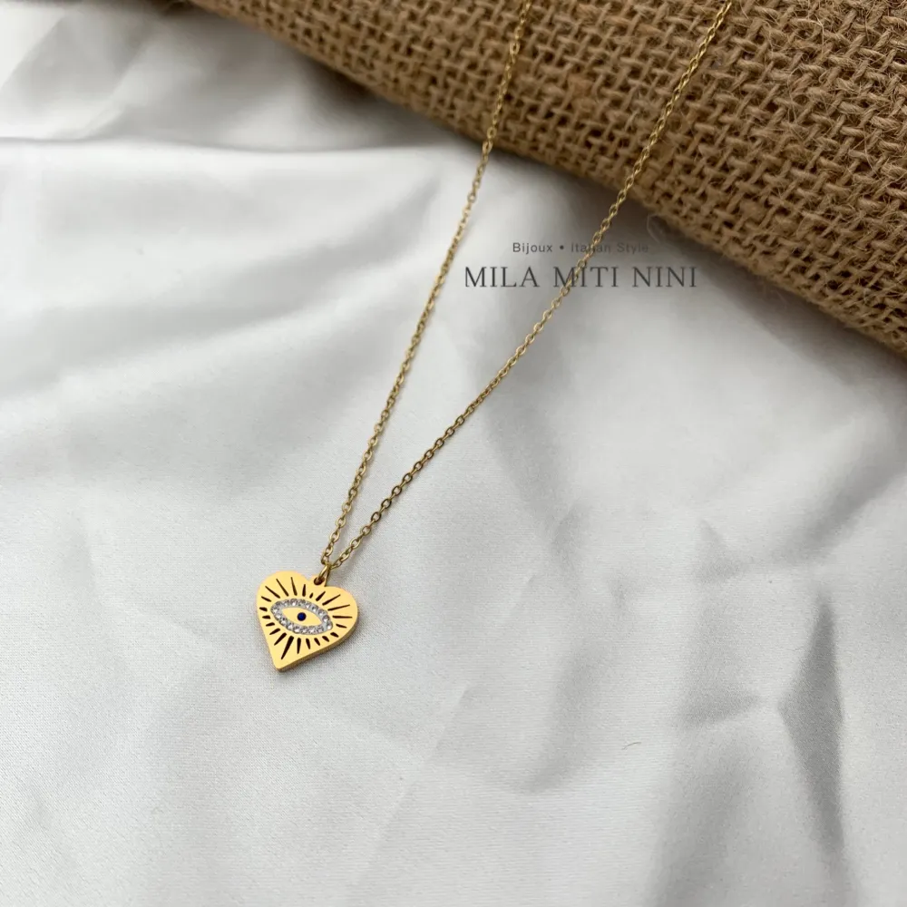 Cuore Occhio-Collana Corta in Acciaio - CAC-413-1963