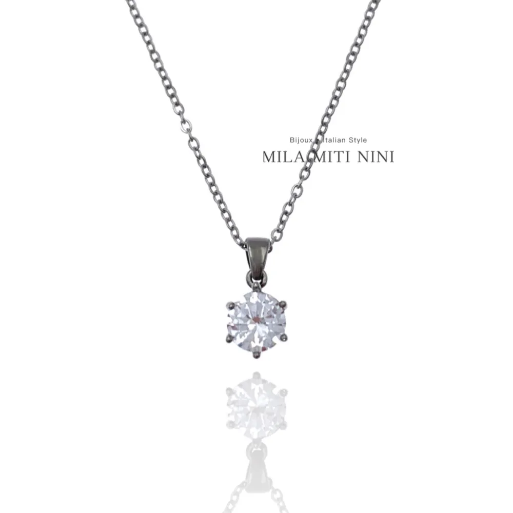 Punto Luce 8mm a 6 Griffe-Collana Corta in Acciaio - CAC-413-2015