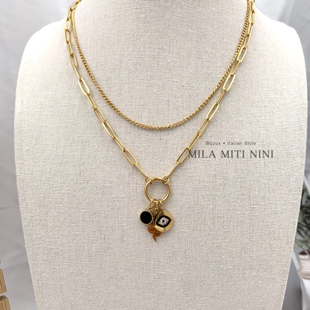 Multifilo Occhio Serpente-Collana Corta in Acciaio - CAC-413-2103