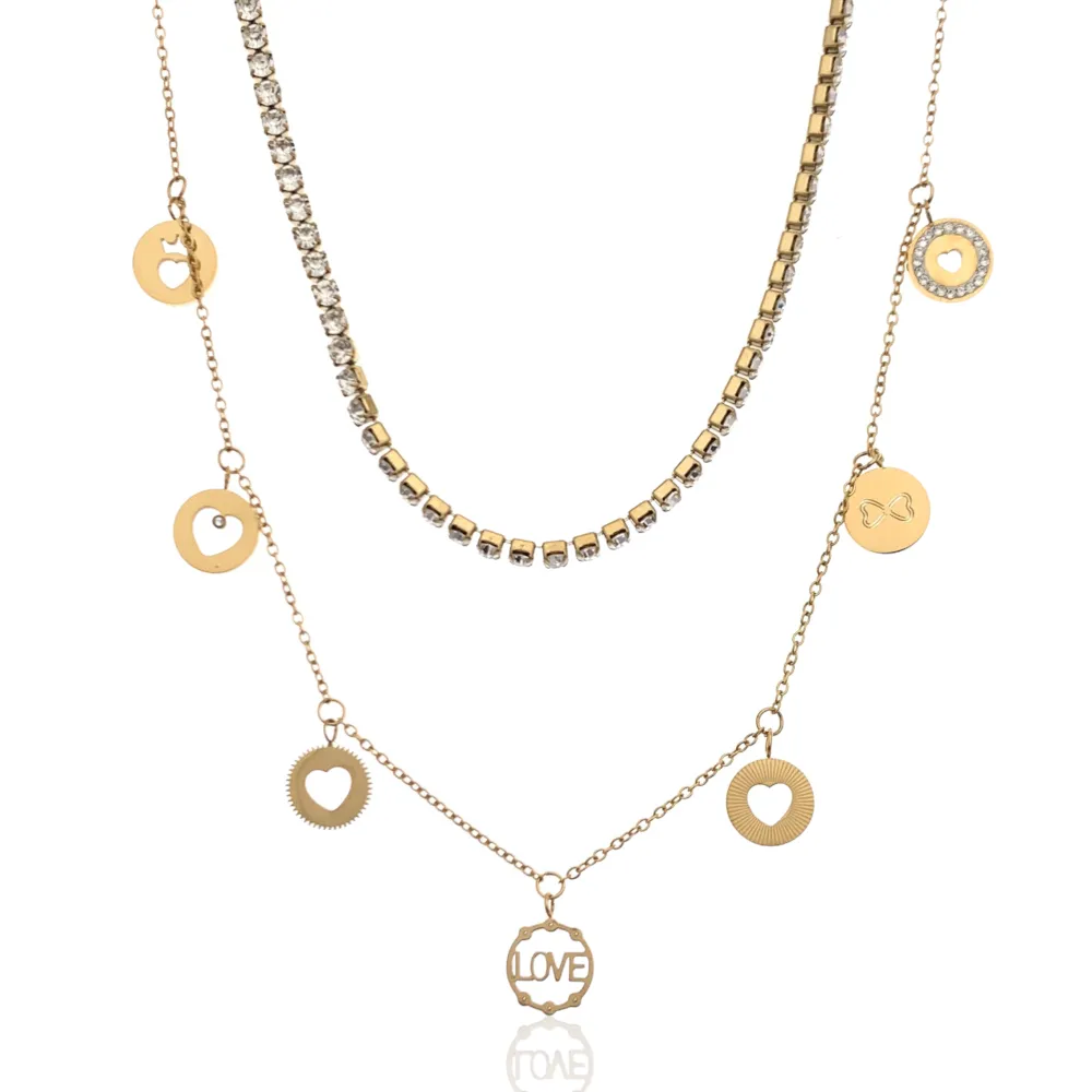 Multifilo Love Cuore-Collana Corta in Acciaio - CAC-413-2115