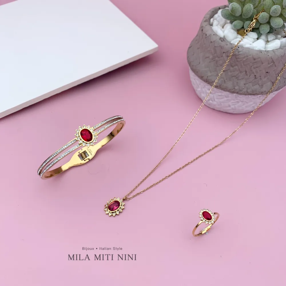 Pietra Ovale-12Pz Collane Corta in Acciaio + Espositore in Omag - CAC-413-2121