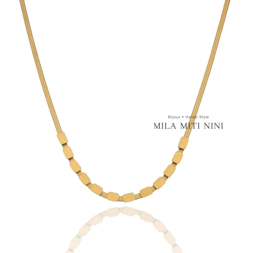 Rettangolino-Collana Corta in Acciaio - CAC-413-2145 -2146