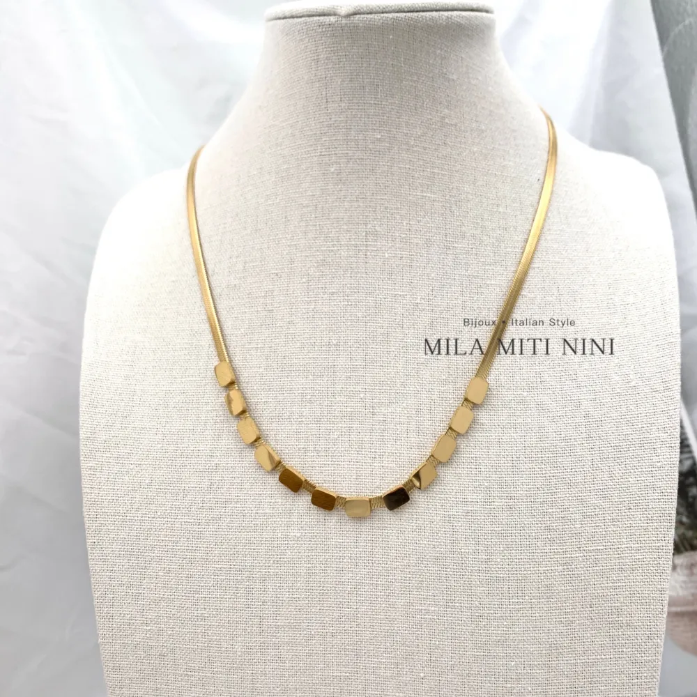 Rettangolino-Collana Corta in Acciaio - CAC-413-2145 -2146