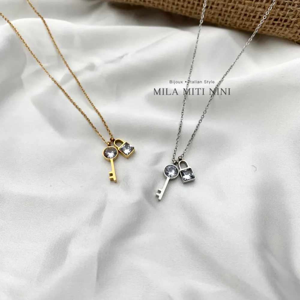 Chiave Lucchetto-Collana Corta in Acciaio - CAC-413-2178