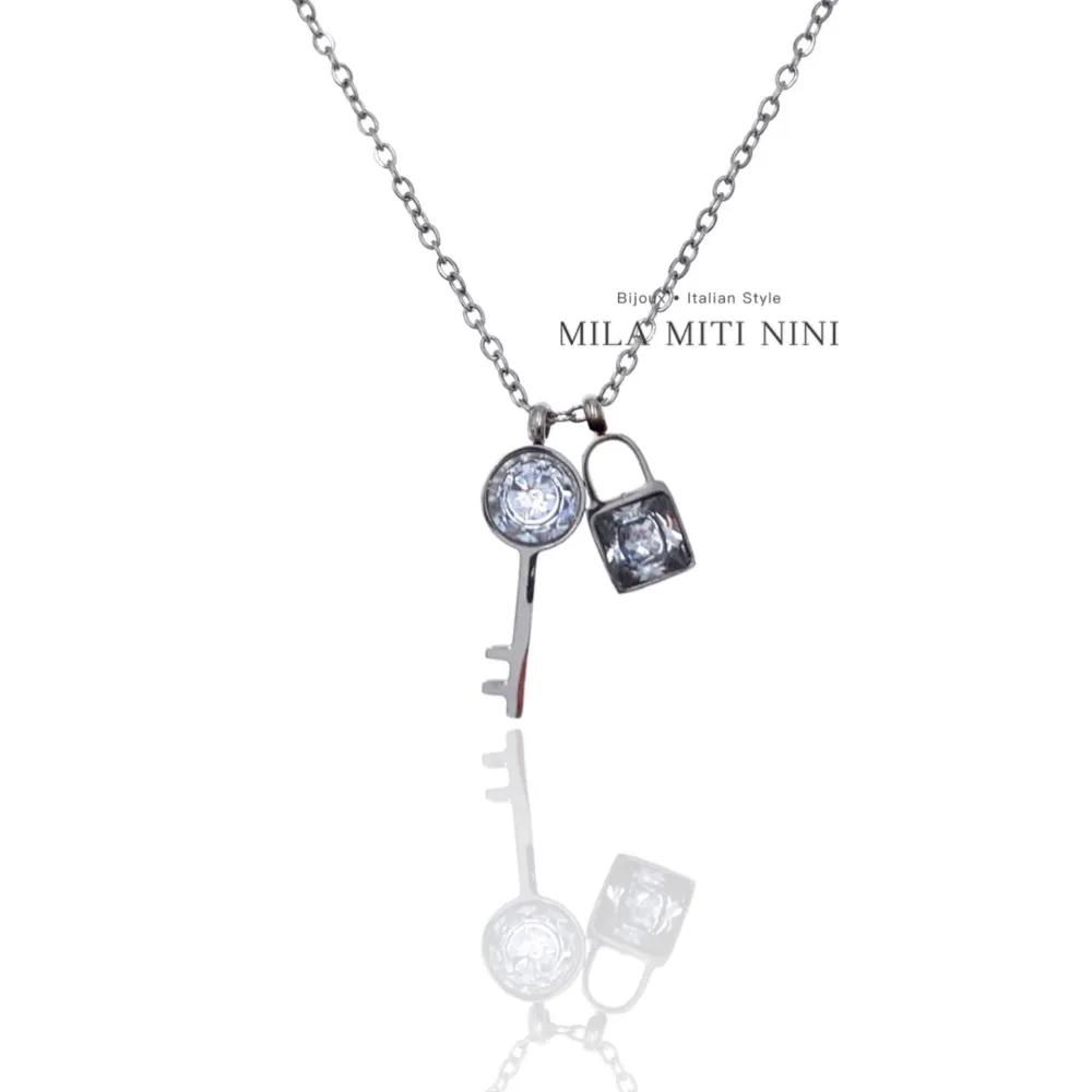 Chiave Lucchetto-Collana Corta in Acciaio - CAC-413-2178