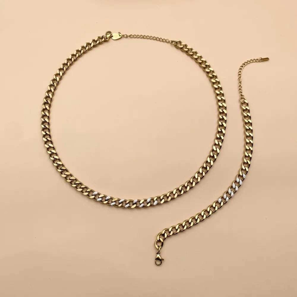 CAC7580-Catena con Strass -Collana Corta in Acciaio - CAC-413-2183