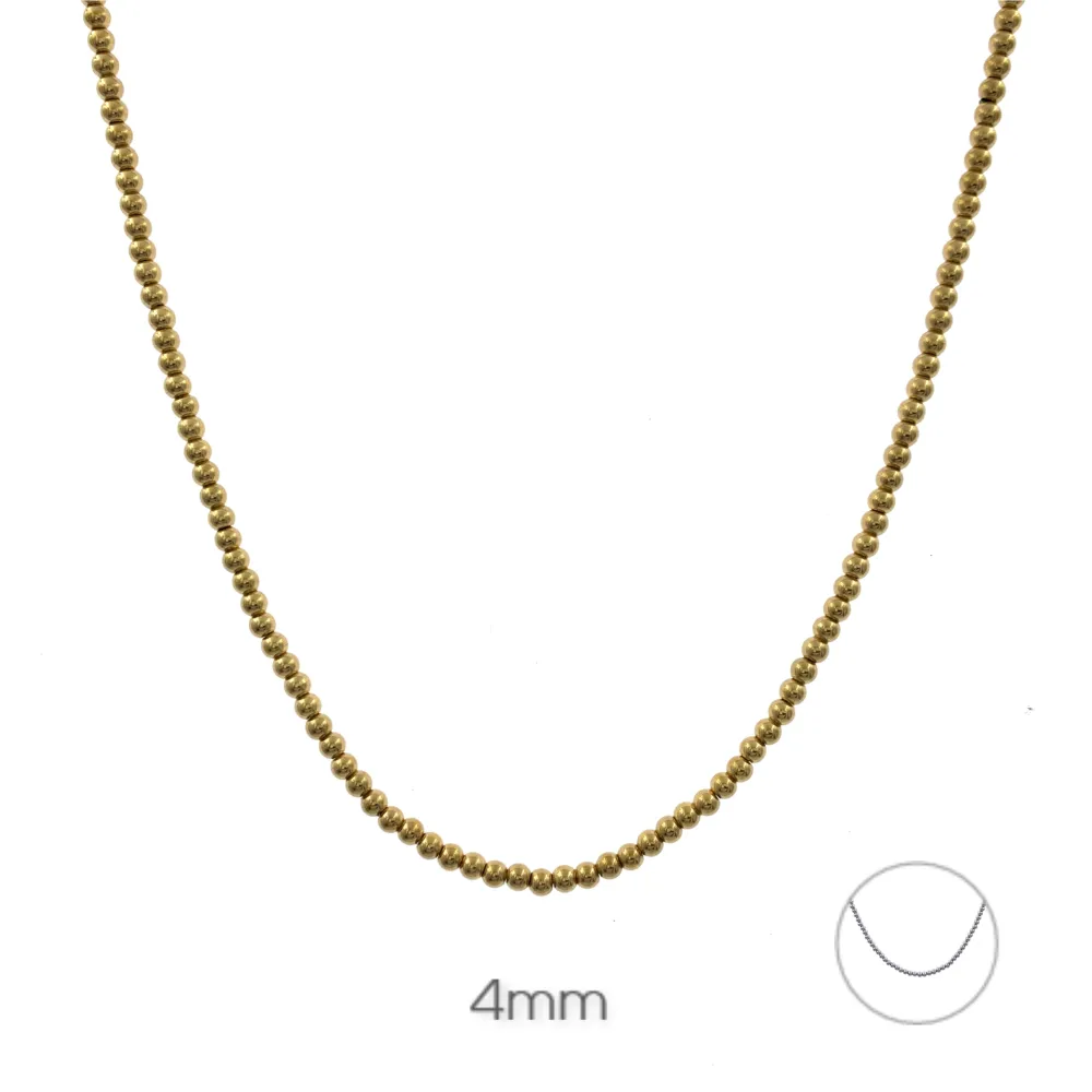 Pallina 4mm-Collana Corta in Acciaio - CAC-413-2185 4mm