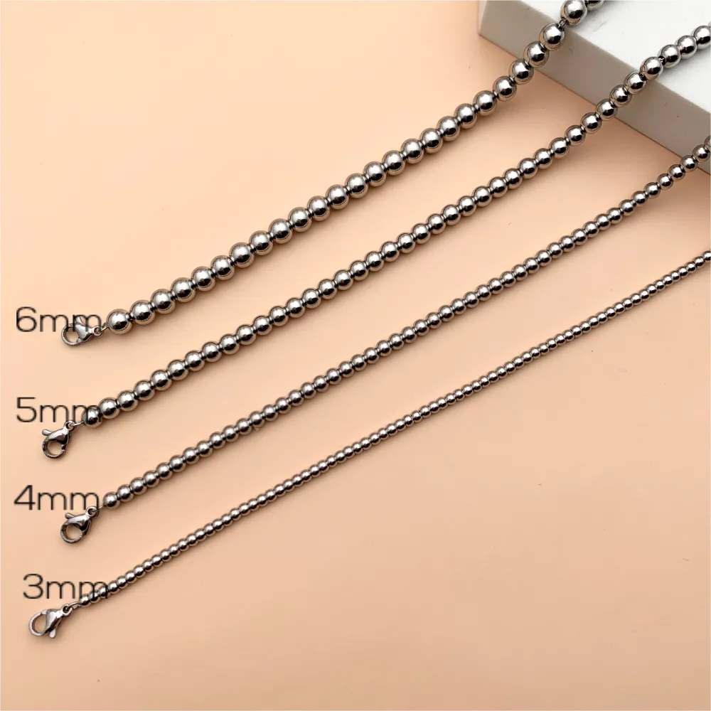 Pallina 4mm-Collana Corta in Acciaio - CAC-413-2185 4mm