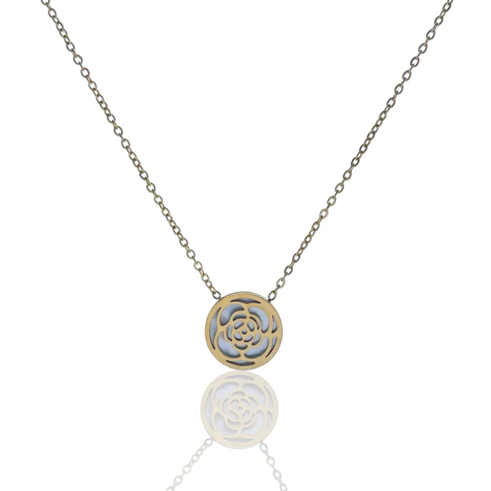 Rosa-Collana Corta in Acciaio - CAC-413-2198S