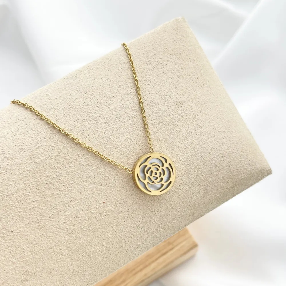 Rosa-Collana Corta in Acciaio - CAC-413-2198S