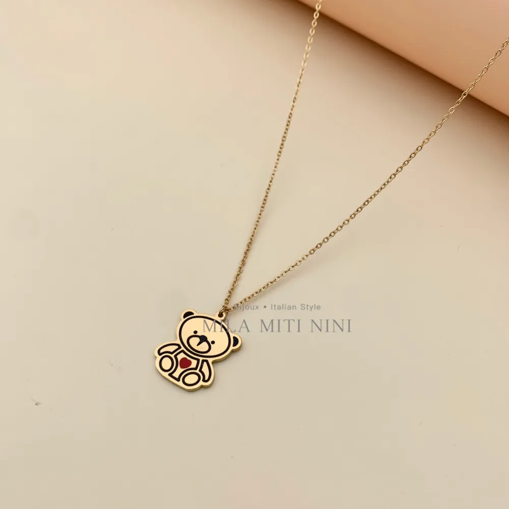 Orsetto Smaltata-Collana Corta in Acciaio - CAC413-2316