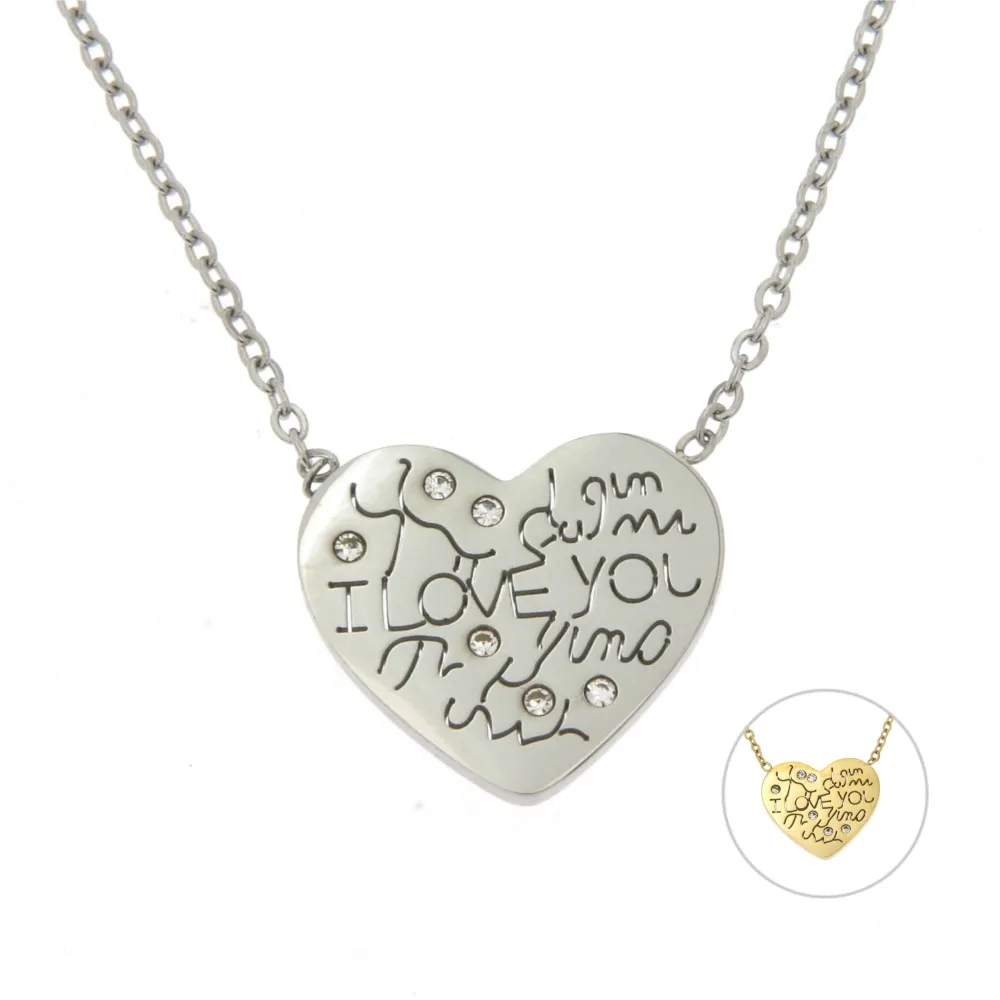 CAC413-2329-Cuore I Love You -  Collana Fine in Acciaio - CAC413-2329-Cuore I Love You -  Collana Fine in Acciaio