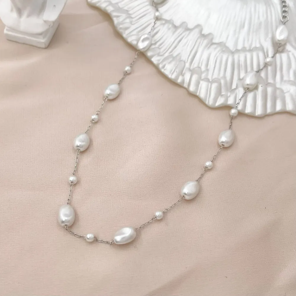 Perla Ovale-Collana Corta in Acciaio - CAC-413-2547