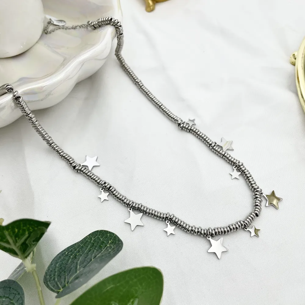 Catena Anellini con Stelle-Collane Corte in Acciaio - CAC-413-2552