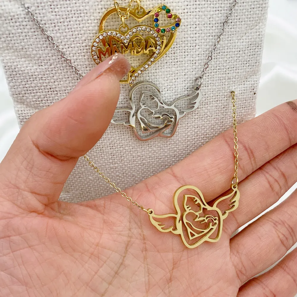 Mamma Angela e Baby-Collana Girocollo in Acciaio - CAC-413-2685