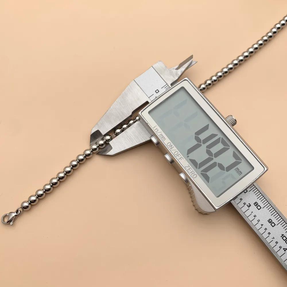 CAC7582-Palline 5mm -Collana Corta in Acciaio - CAC-413-2845 5mm