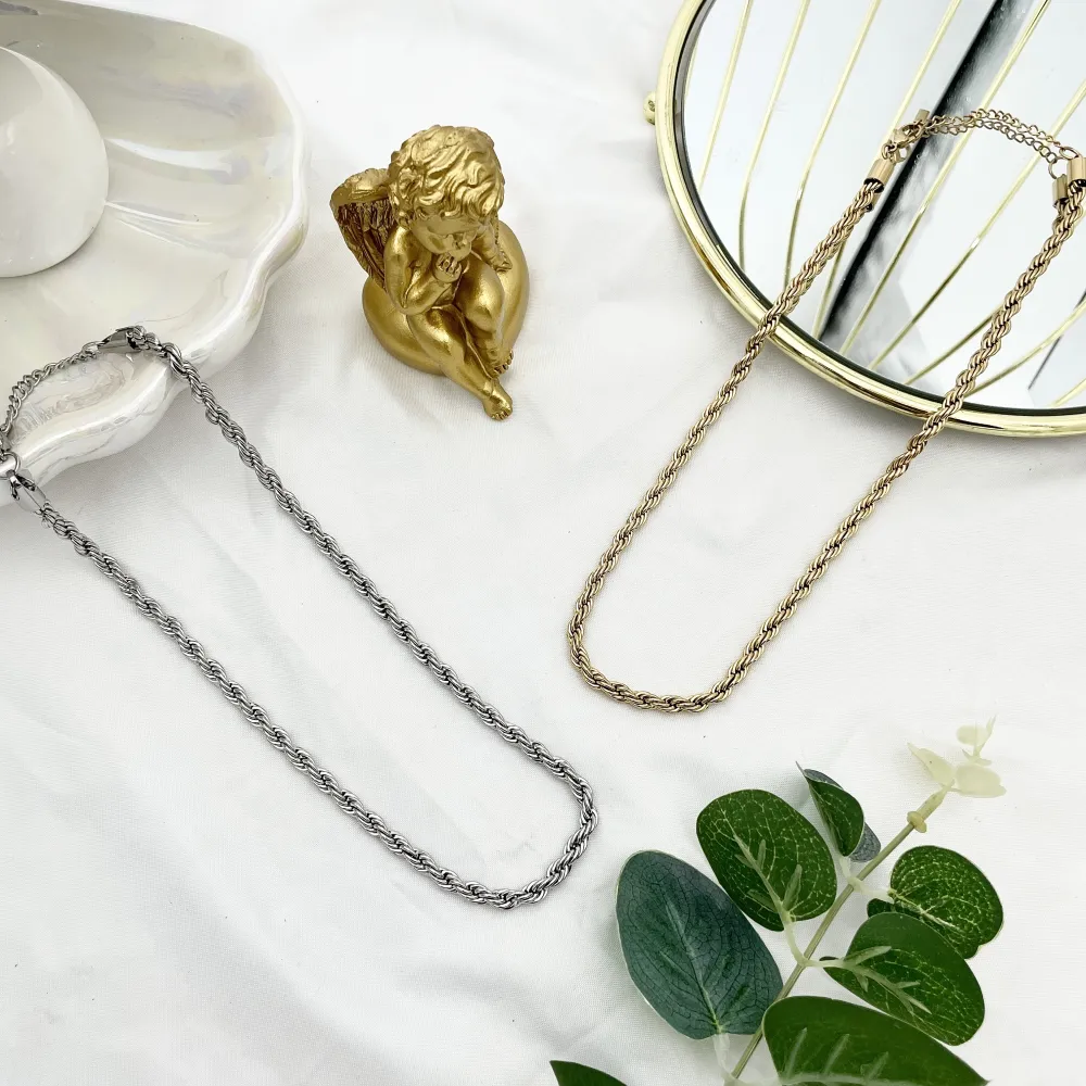 Torchon 5mm-Collana Corta in Acciaio - CAC-413-5mm