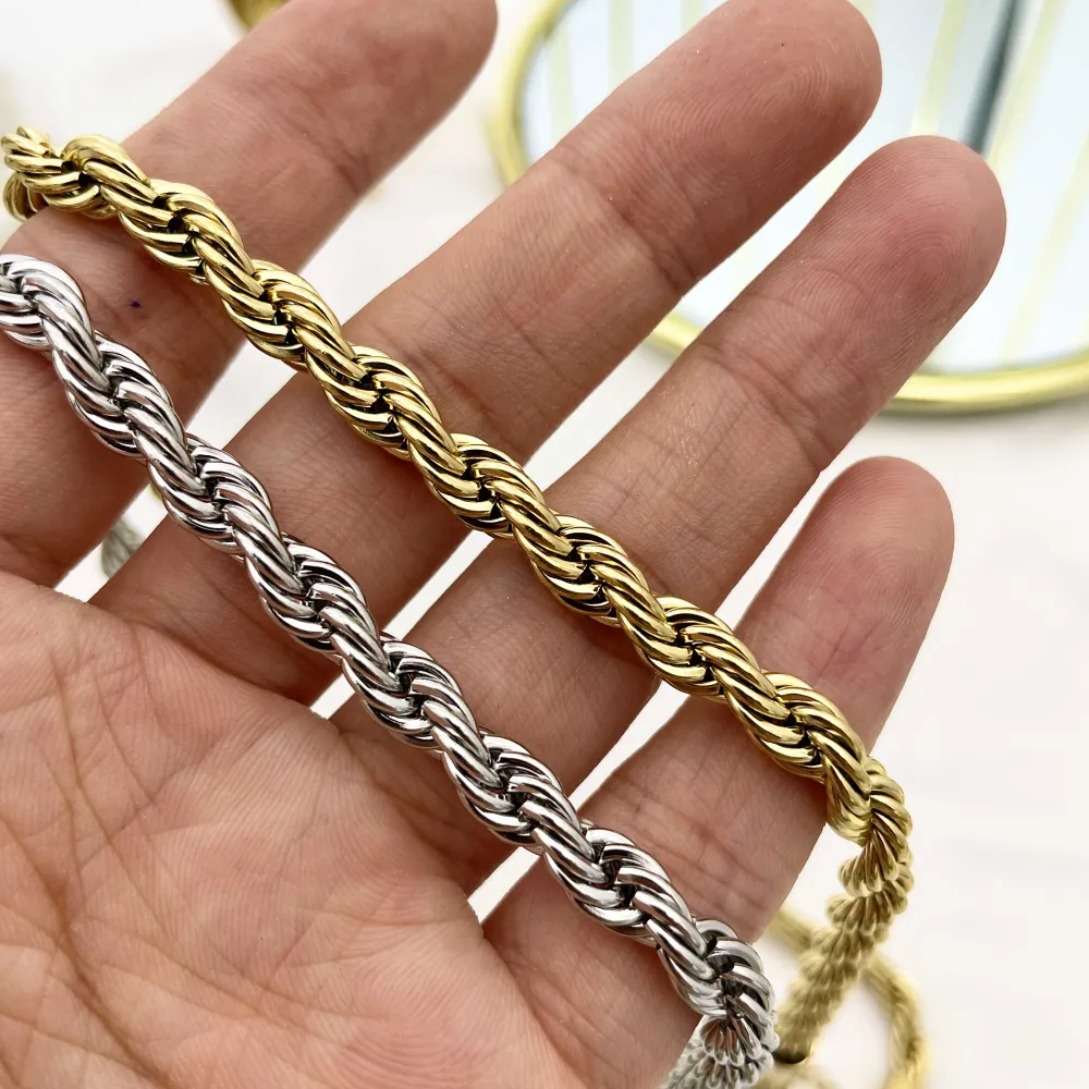 Torchon 6mm-Collana Corta in Acciaio - CAC-413-6mm