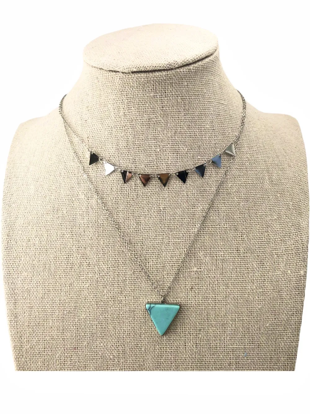 CAC4156-Triangolo- Collana Corta doppio filo in Acciaio - CAC4156-Triangolo- Collana Corta doppio filo in Acciaio