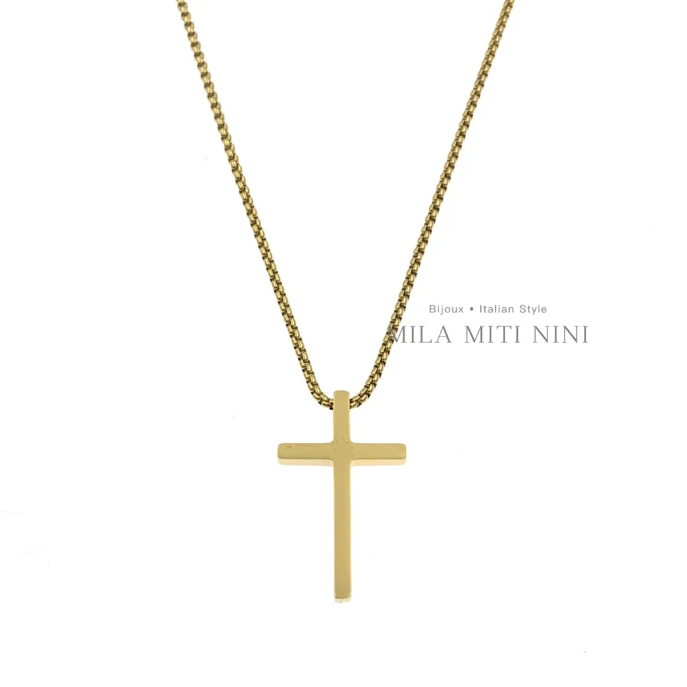 Croce Media-Collana Corta in Acciaio - CAC450-276B